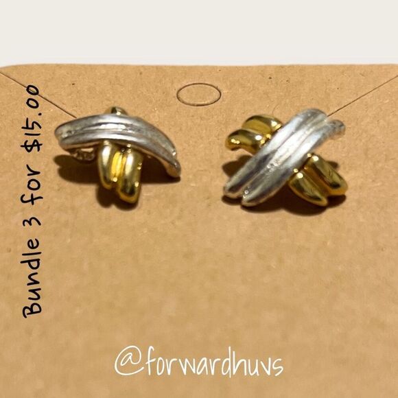 Bundle 3 for $15 Silver and Gold X Earrings - Picture 3 of 6
